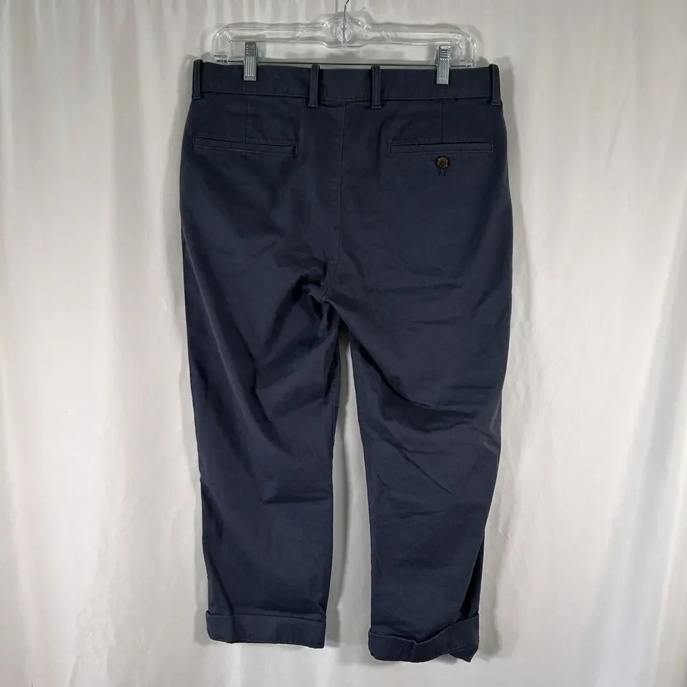 J. Crew Flex Pants Men's 31 Chino Cropped Straight Pockets Rolled Cuff